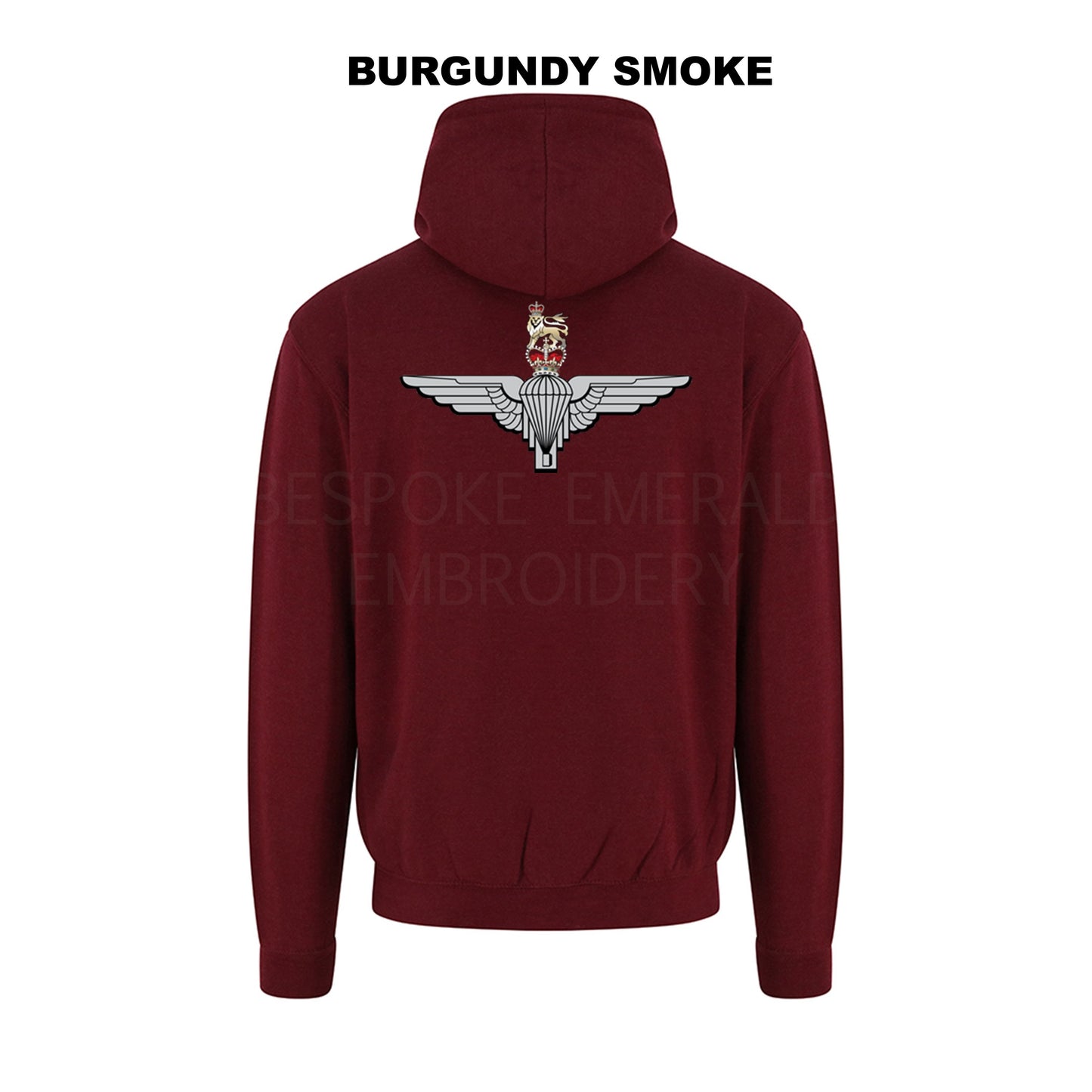 JH001-LCB- Large Cap-badge Parachute Regiment hoodie - Bespoke Emerald Embroidery Ltd