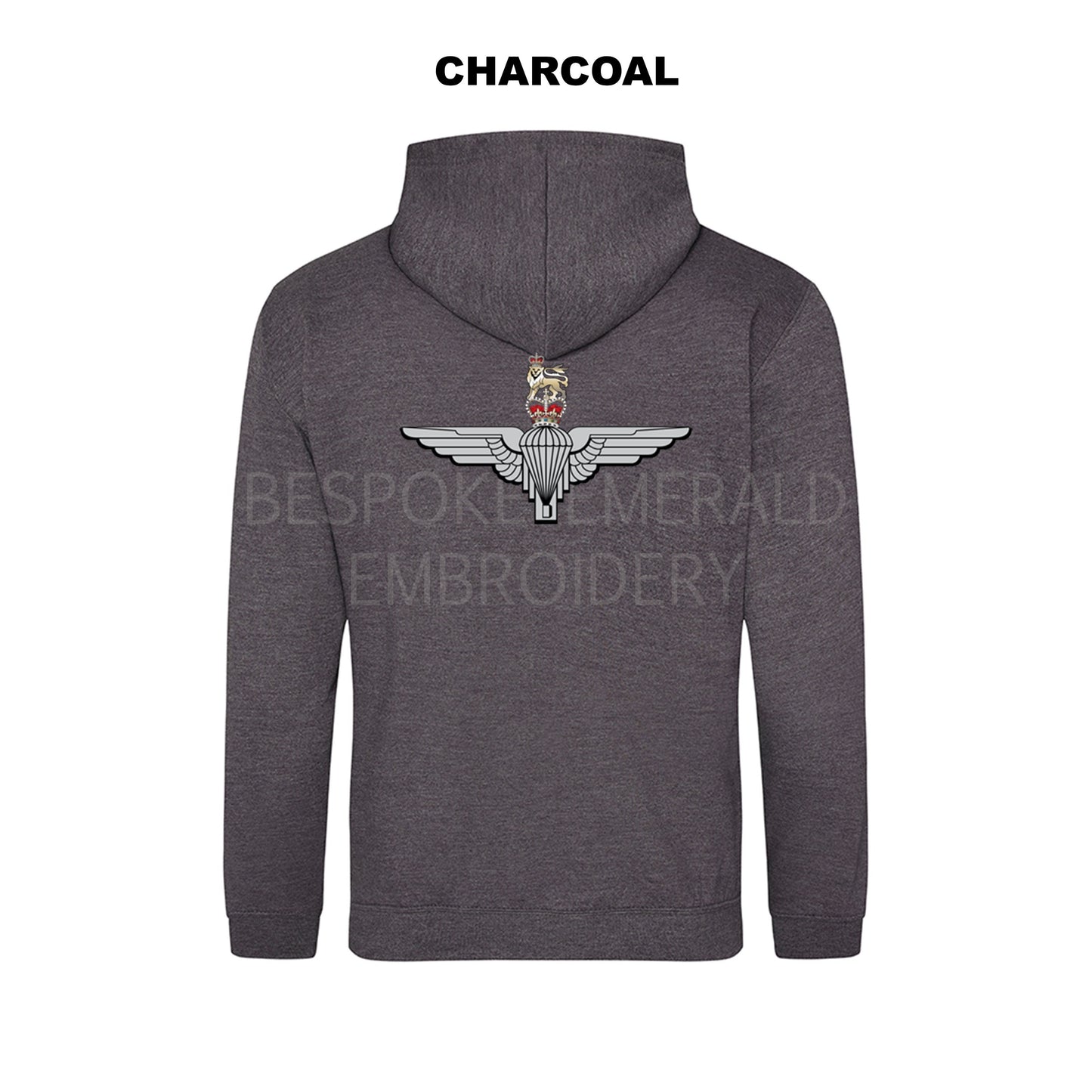 JH001-LCB- Large Cap-badge Parachute Regiment hoodie - Bespoke Emerald Embroidery Ltd
