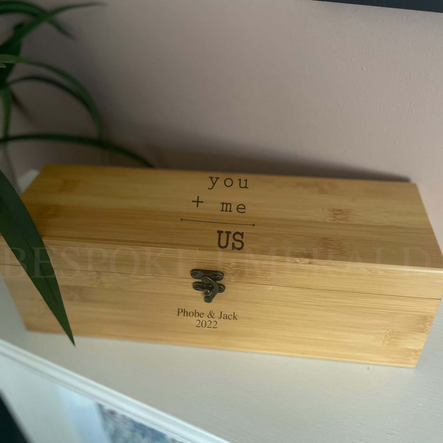 You + Me personalised wine box - Bespoke Emerald Embroidery Ltd