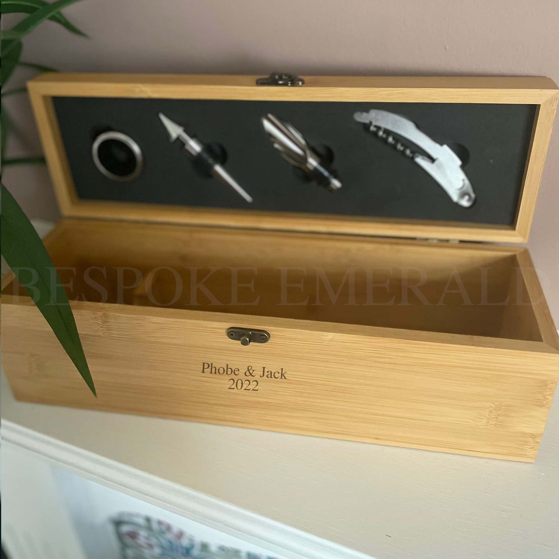 Love you the most personalised wine box - Bespoke Emerald Embroidery Ltd