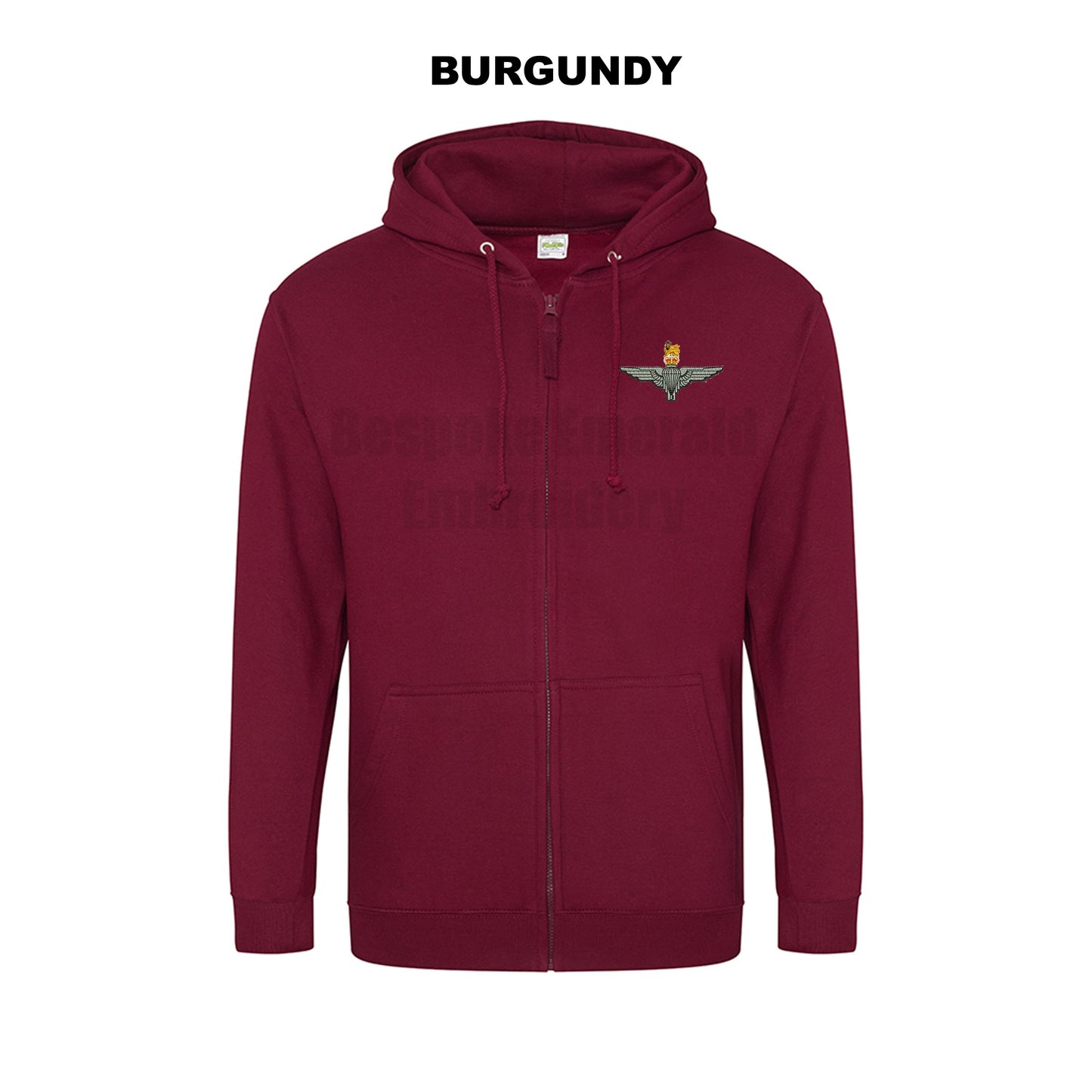 JH050 - Zip through hooded jacket - Para Cap-badge - Bespoke Emerald Embroidery Ltd