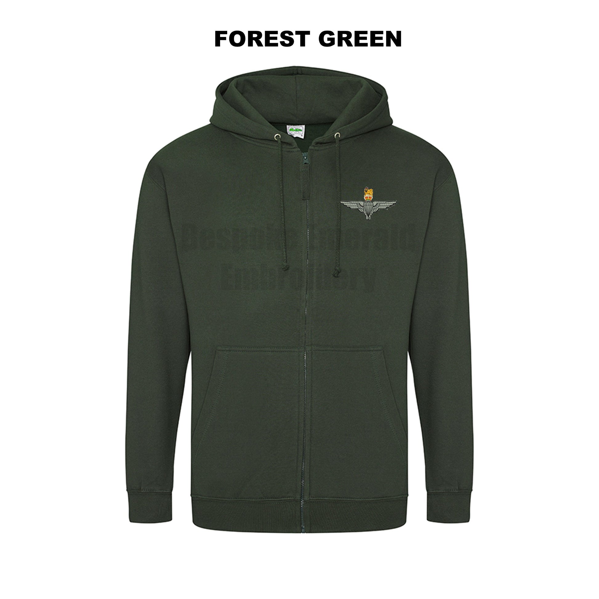 JH050 - Zip through hooded jacket - Para Cap-badge - Bespoke Emerald Embroidery Ltd