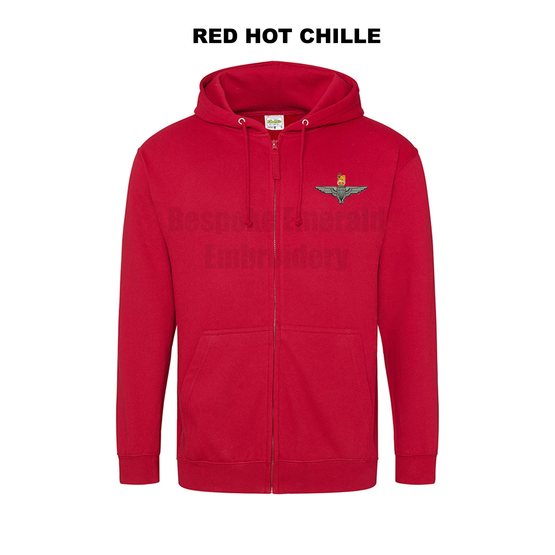 JH050 - Zip through hooded jacket - Para Cap-badge - Bespoke Emerald Embroidery Ltd