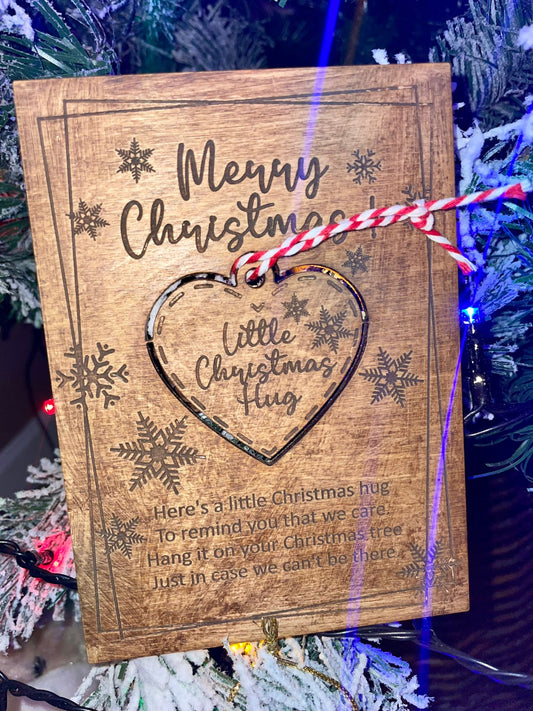 Christmas hug card - Bespoke Emerald Embroidery Ltd