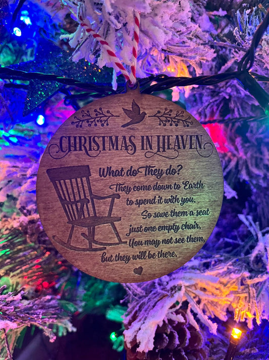 memorial bauble, Christmas in heaven - Bespoke Emerald Embroidery Ltd