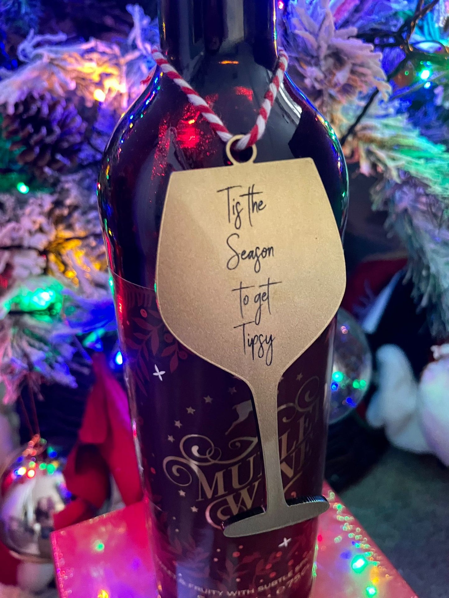 Wine Christmas decoration - Bespoke Emerald Embroidery Ltd